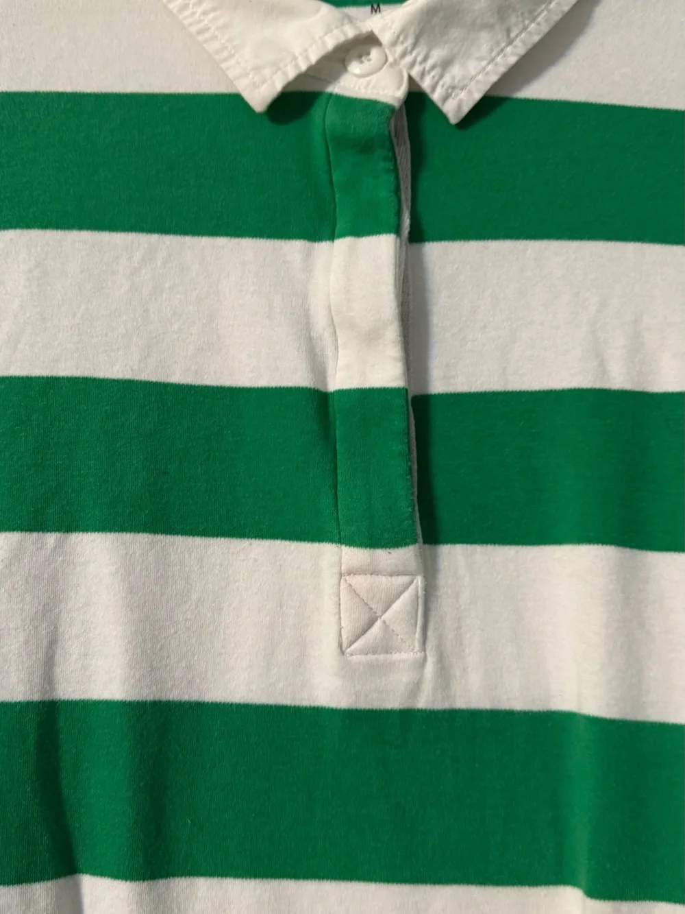 crown & ivy Green and White Striped Polo Top